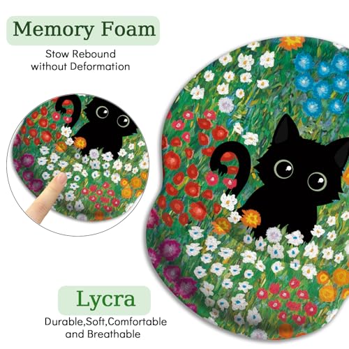 Limkrian J-MOUA020 Black Cat Mouse Pad, Ergonomic Mouse Pad thumb #5