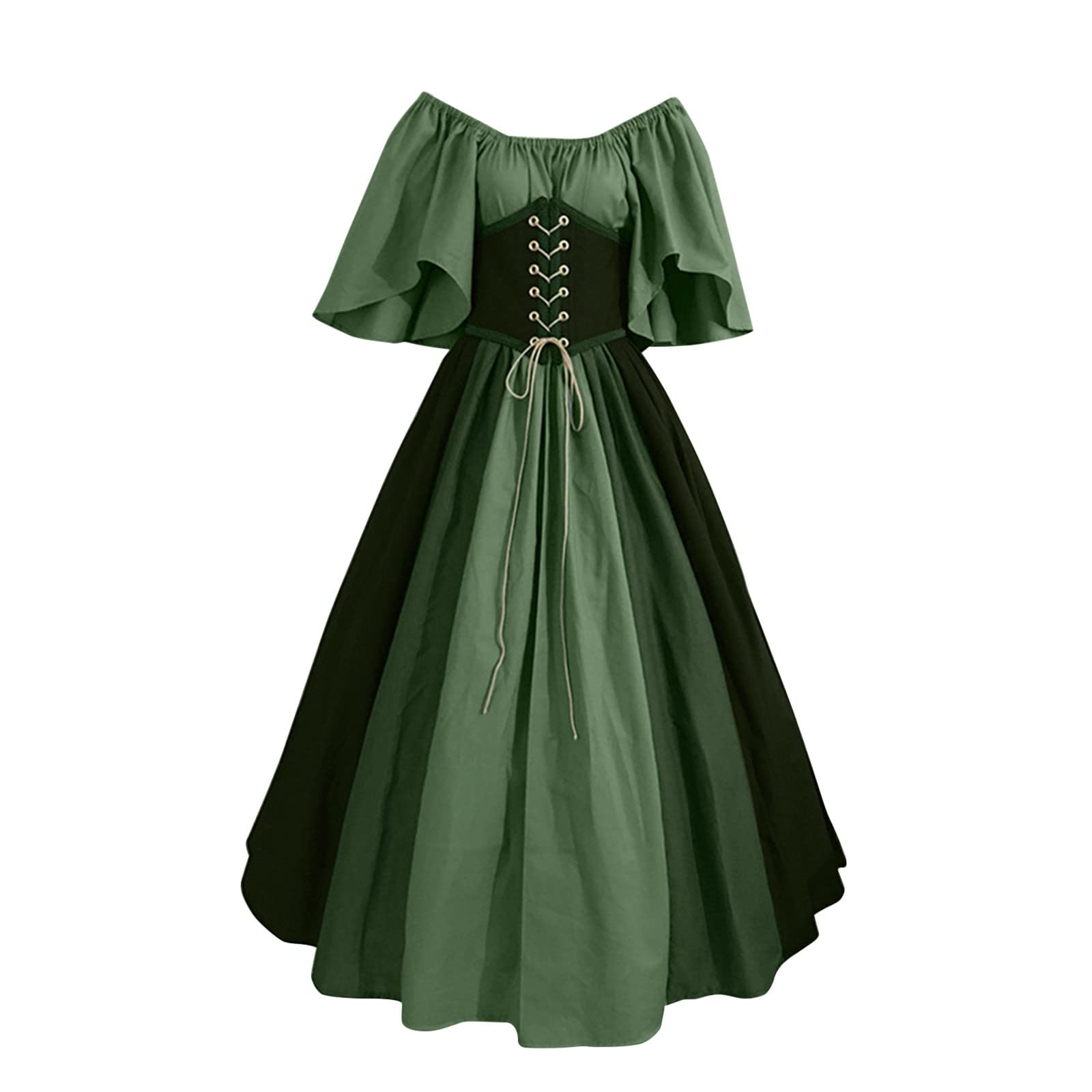 Generico Disfraz medieval para mujer, vestido vintage steampunk con curvas de los años 800, popolana, elegante, vestido medieval para mujer, disfraz de princesa campesina medieval