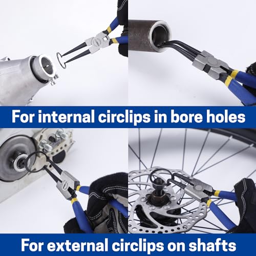Image of 7 inch Internal Snap Ring Pliers with 90-Degree Bent Jaw, Cr-V Steel | Circlip Pliers for Retaining Ring Removal and Installation