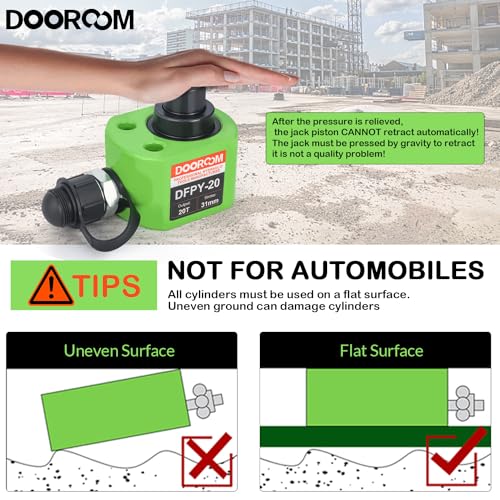 Image of 20T 1.2 inch Stroke Hydraulic Cylinder Portable Low Profile Jack Sets Multi-Acting Porta Power Ram Jack Kits Lifting Cylinder