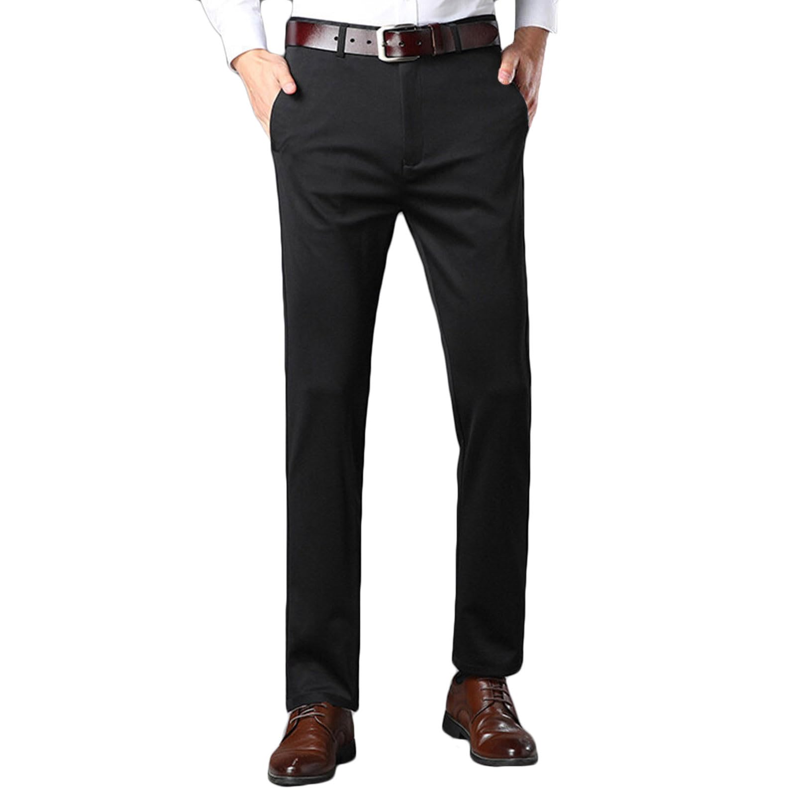 Mens Dress Pants Slim Fit Stretch Business Casual Trousers Flat Front Wrinkle Resistant Work Slacks Trousers 2026