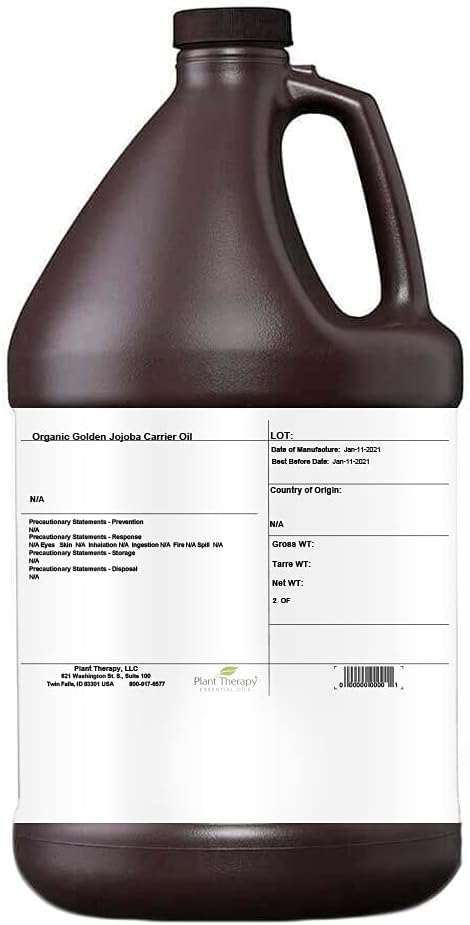 Plant Thearpy Organic Jojoba Golden Carrier Oil 1 Gallon, Base for Aromatherapy, Essential Oil or Massage use