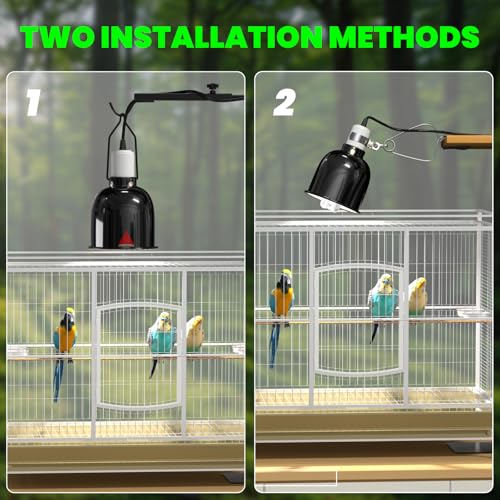 Image of GlowUp Bird Cage Light Fixture Combo Kit, Deep Dome Lampshade with 2.4% UVB Bulb 20W, Bird Light for Captive Birds, Reptiles