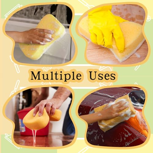 Image of 30 Pcs Large Sponges Bulk 7.5 x 5.5 x 1.9 Inch Yellow Grouting Sponge Non-Scratch Scrubber Car Wash Thick Heavy Duty Scrub Sponges Multifunctional Sponge for Cleaning Dishes Car Tile Crafts Supplies
