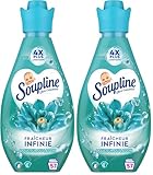 SOUPLINE - Adoucissant Fraîcheur Infinie Douceur du Lagon - Parfum Longue Durée - 800ml (Lot de 2)