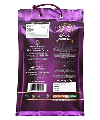 Image of GOLDEN GRAIN Rozana Basmati Rice 5Kg for Daily Consumption | Everyday Basmati Rice | Perfect For Daily Cooking | Authentic Taste With Rich Aroma | Non-Sticky & Easy To Cook | Daily Basmati Rice