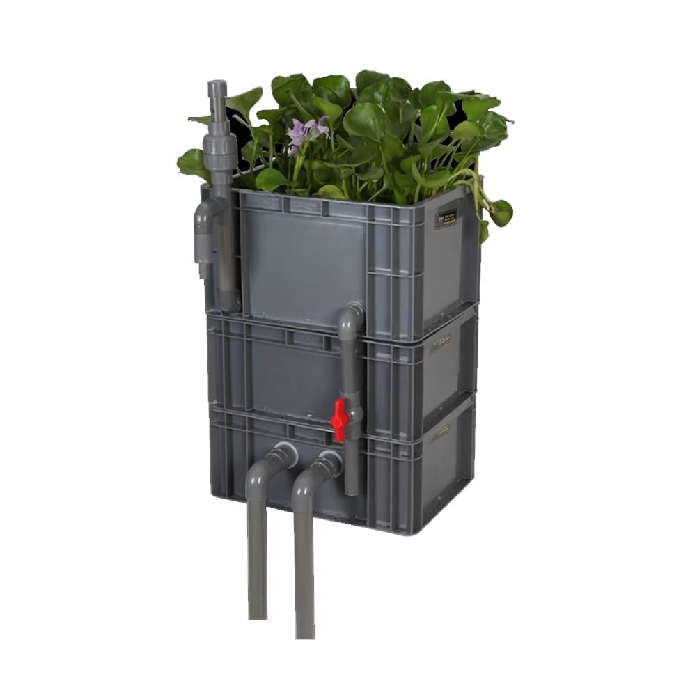 YNIYUJKL Filter Box,Aquarium Filter,Aquarium Filter Box For Fish Tank & Pond, Waterfall Bio-Filtration System, 60X40X77Cm Gray, Pump & Media Not Included - Enhance Water Qual,Grey-30x20x33cm