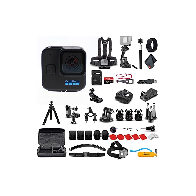 Go Pro HERO11 Hero11 Black Mini – Waterproof Action Camera with 5.3K Ultra HD Video, 24.7MP Photos, 1/1.9″ Sensor, Stabilization + 50-in-1 Accessory Kit + 64GB Card + More Go Pro HERO11 Hero11 Black Mini – Waterproof Action Camera with 5.3K Ultra HD Video, 24.7MP Photos, 1/1.9″ Sensor, Stabilization + 50-in-1 Accessory Kit + 64GB Card + More