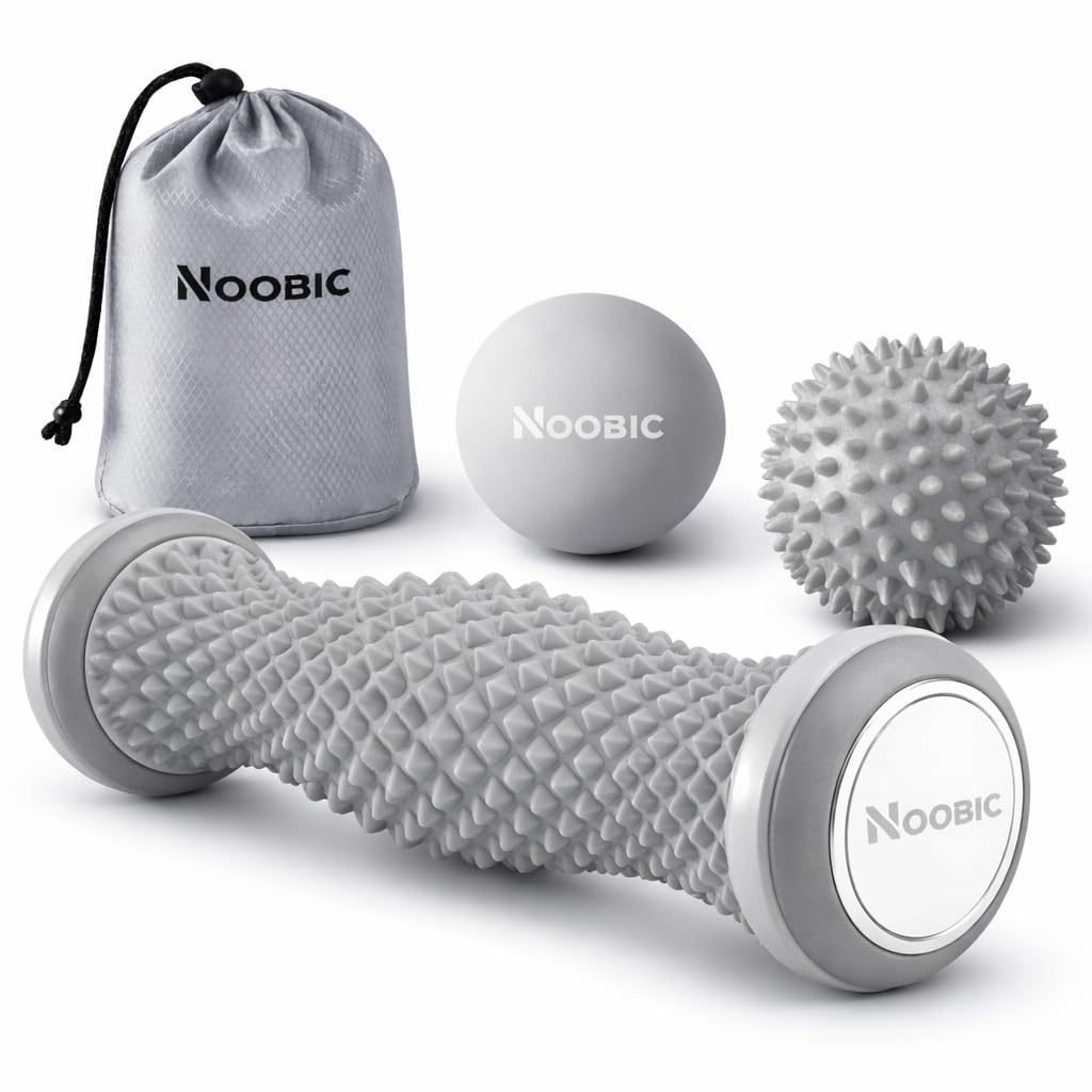 Plantarfasziitis Relief Fußroller Massage Kit - Fußschmerzlinderung mit strukturierter Fußrolle, Lacrosse Ball & Stachel-Massageball