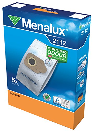 Menalux 2112 - Pack de 5 bolsas sintéticas y 1 filtro para aspiradoras Rowenta Compact Power, Silence Force 4A, 4A+, Compact y X-Trem Power