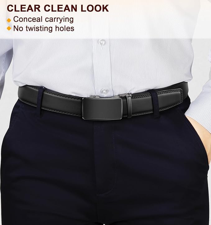 Image of WildHorn Men's Genuine Leather Belt for Men| Premium Auto-Lock Buckle | Adjustable up to 48 inch | Formal & Casual Wear | Micro-Adjust Fit | Stylish Gift Box Included