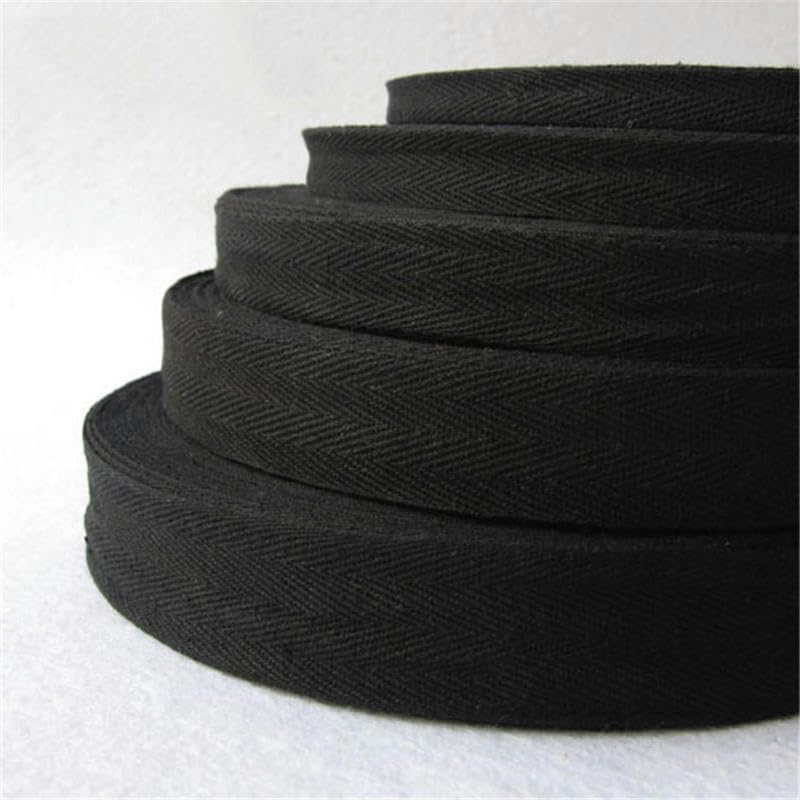 Neues DIY-Stoffzubehör, 100% Baumwolle, schwarzes Fischgrätenband, Paket, Baumwollband, 10 mm, 12 mm, 15 mm, 20 mm, 25 mm, 30 mm, 40 mm, 50 mm – 20 mm Breite