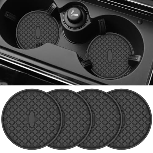 ME.FAN Car Cup Coasters [4 Pack] Silicone Car Coasters/Cup Mats, Non-Slip Recessed Car Interior Accessories Black