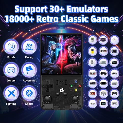 R36 Max Retro Handheld Game Console, Video Game Console with 64G Built-in 18000+ Games, 4000mAh Rechargeable, Support 30+ Simulators, Linux System, 4.0 Inch IPS Screen Portable Pocket Arcade, Black - Image 4