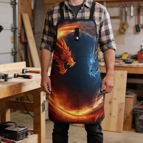 Delantal de trabajo con diseño Fire And Ice Dragons miniatura 5