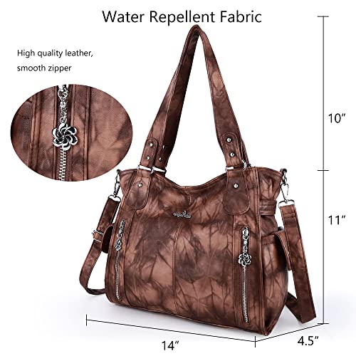 Image of Angel Kiss Handbags for Womens Top-Handle Hobo Purse Roomy Casual Shoulder Bags PU Tote Satchel Purse for Women