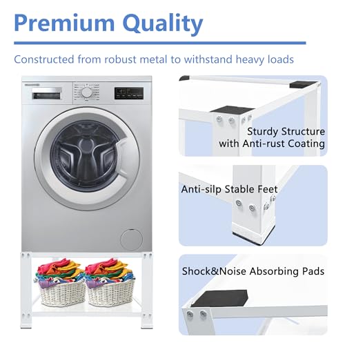 Royxen-Laundry-Pedestal-16-Height-Universal-Fit-710lbs-Capacity-Washing-Machine-Base-Stand-Dryer-Base-Platform-Heavy-Duty-with-28-Wide-White