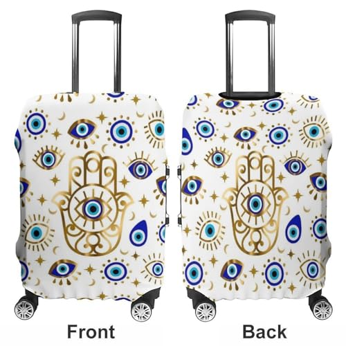 Turkis Evil Eyes Gold Print Luggage Covers Stretchable Anti Scratch Luggage Cover Suitcase Covers Durable Baggage Cover for Suitcase Decorated Accessories M3