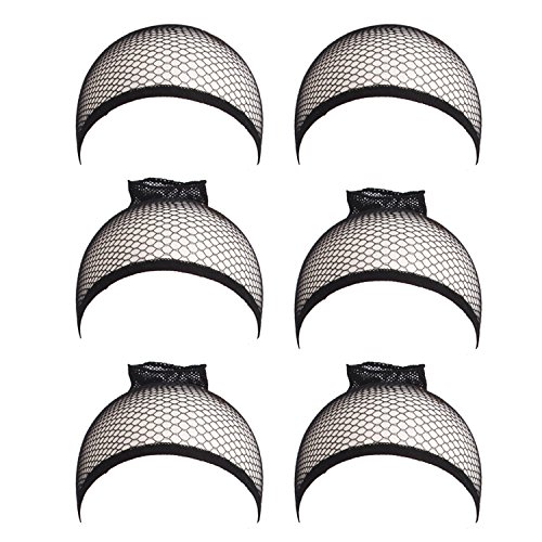 MapofBeauty 6 Pieces One Size Daily Use Bouncy Wig Cap (4 Elastic Hair Net Open End + 2 Elastic Hair Mesh)