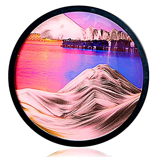 Ruchomy piasek artystyczny Sandscape, dynamiczny obraz piaskowy, 3D okrągłe szkło ruchomy obraz piaskowy, S Liquid Motion Art zabawka antystresowa do montażu na ścianie ruchomy piasek arty