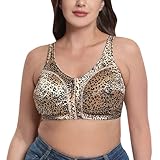 MOONBADI BH rückenfrei Vorderverschluss BH Leopardenmuster BH Damen Ohne Bügel Push Up Komfort Sport BH Gepolstert Weich Nahtlos Stretch Bustier büstenhebe Damen 105G
