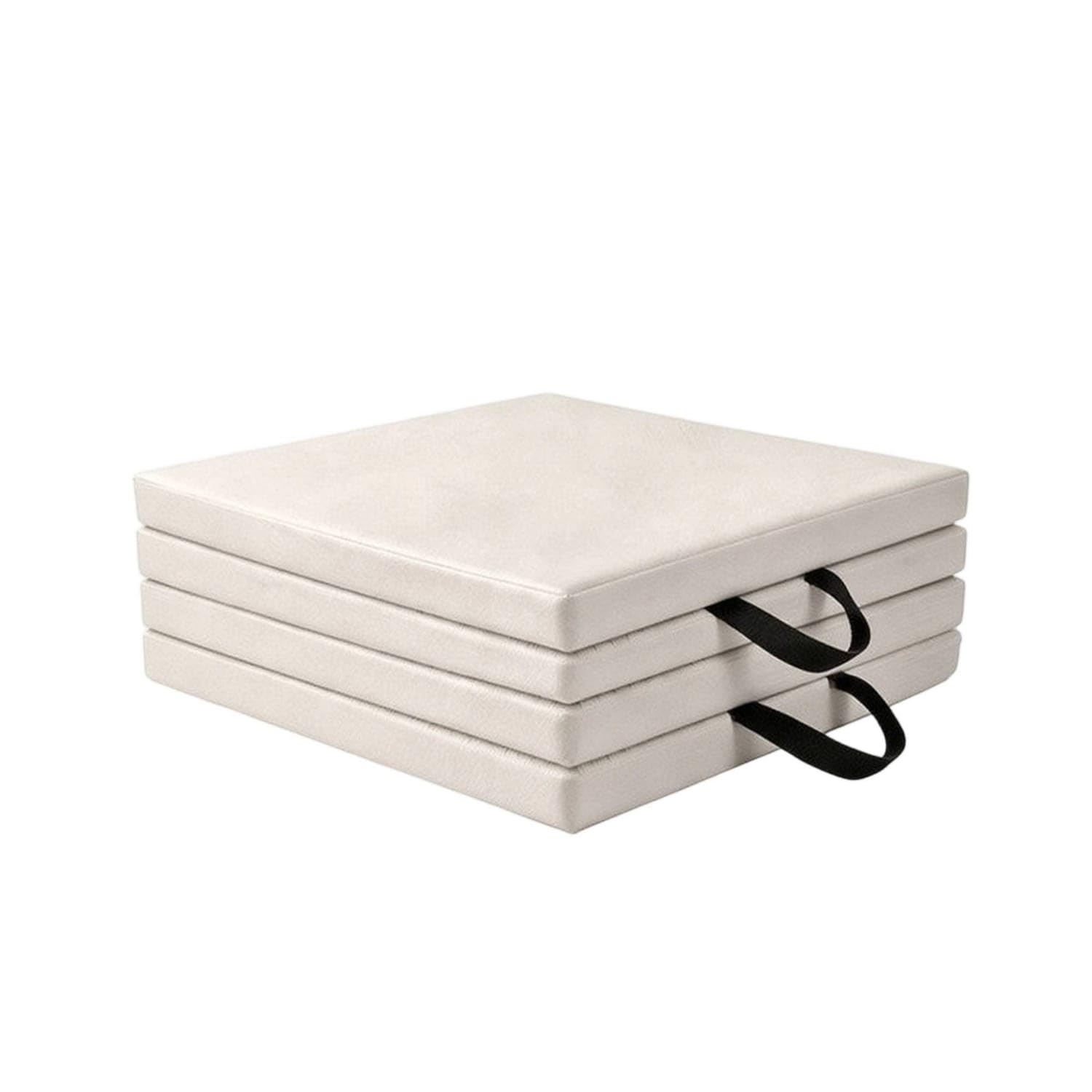 Padded Four-Fold Exercise Mat Foldable Folding Gym Mat with Handles Wipe-Clean Moisture-Resistant for Dancers, Athletes, Home Workouts, Stretching, Floor Protection, Apartments, Pearl White-picture-19