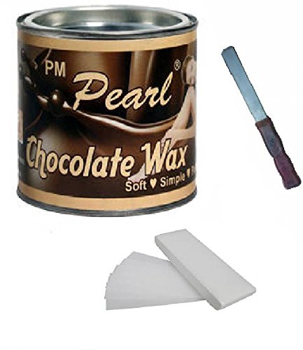 PMPEARL Chocolate Hot Wax 600gm for Hair Removal + 90 Wax Strips & Wax Knife (Pack of 2)