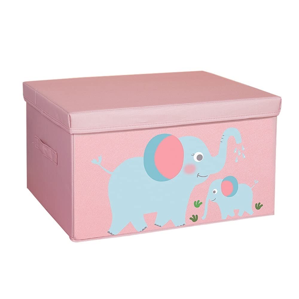 ETRGFTHU Foldable Storage Box Household Cartoon Sundries Storage Large Capacity Clothes Organizer Under-bed Book Storage Dustproof with Cover(Pink,35cm*28cm*18cm)