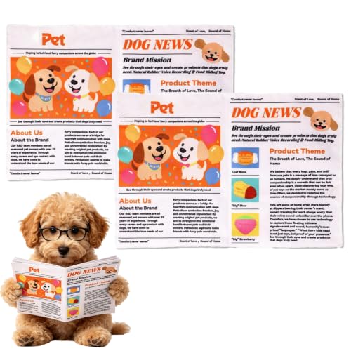 2 Pack Indestructible Newspaper Dog Toy Crinkle & Squeaky Indestructible Dog Toy Washable Durable Fake Newspaper Interactive Boredom Relief Pet Toy for Small Medium Dogs