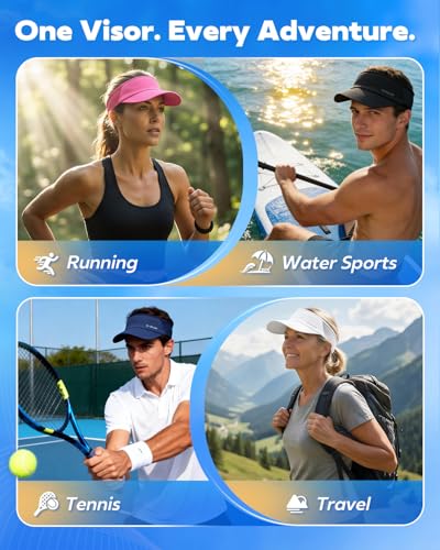 Image of Sport Sun Visor Hat for Women Men - Lightweight Stretchy Polyester Spandex Quick Dry Sweatband Wrinkle Resistant