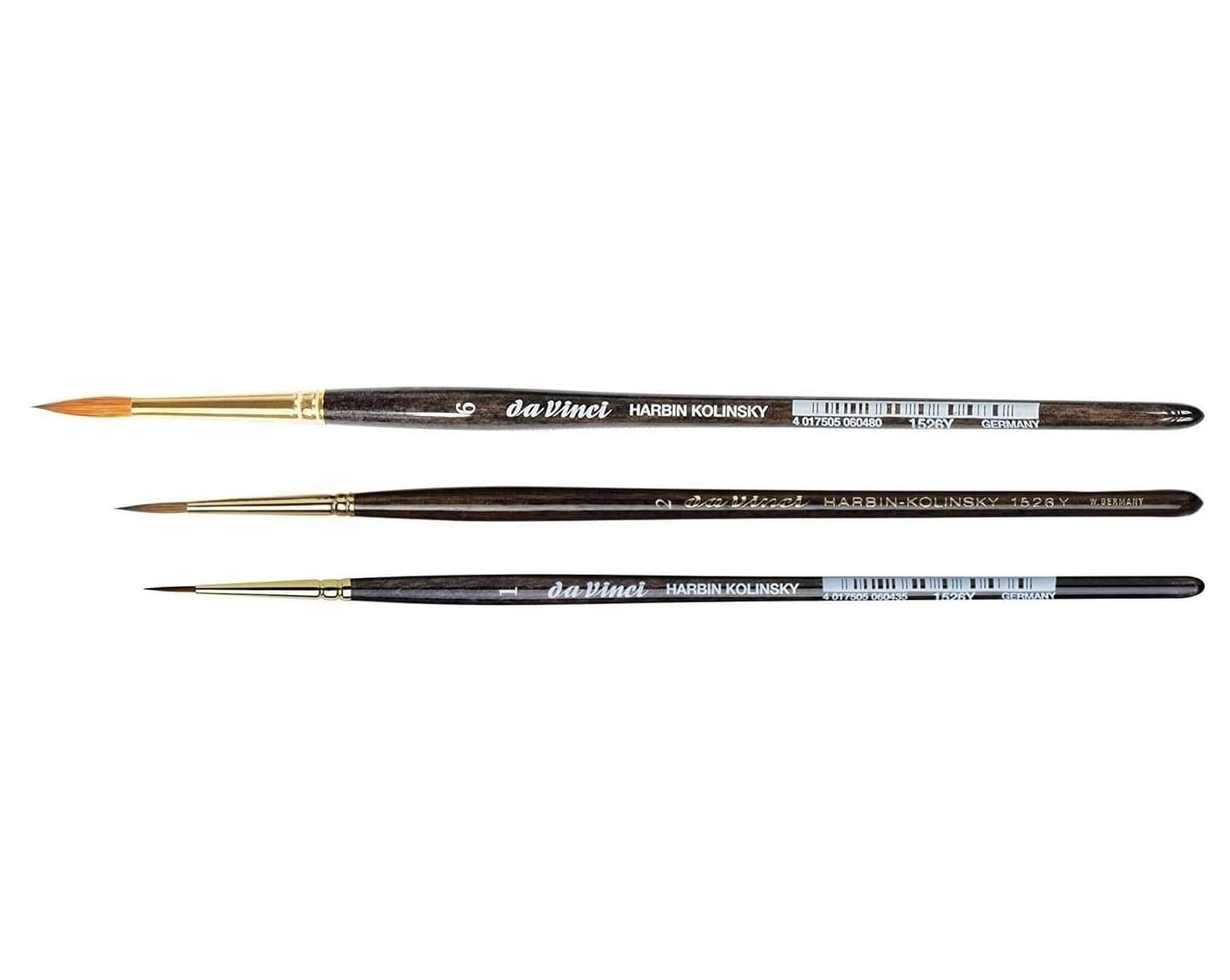 Da Vinci Série 1526Y Harbin-Kolinsky Künstlerpinselset-Pinsel 1,2,6. Made in Germany
