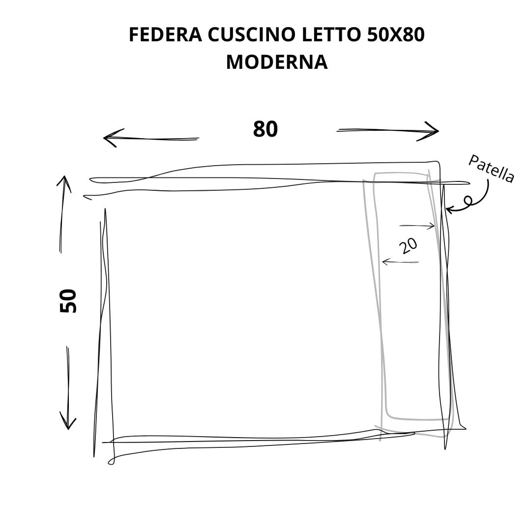 Cuore di lino - Federa letto in puro lino 100% Made in Italy Moderna Bianco Ottico 50x80cm