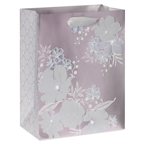 Image of Papyrus 13 inch Large Gift Bag (Floral Lace) for Weddings, Bridal Showers, Engagement, Anniversaries and All Occasions (1 Bag)