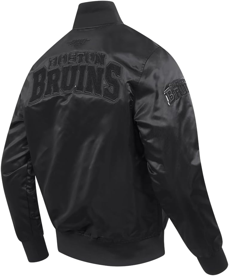 Pro Standard NHL mens Mens Nhl Classic Triple Black Satin Jacket - Image 5