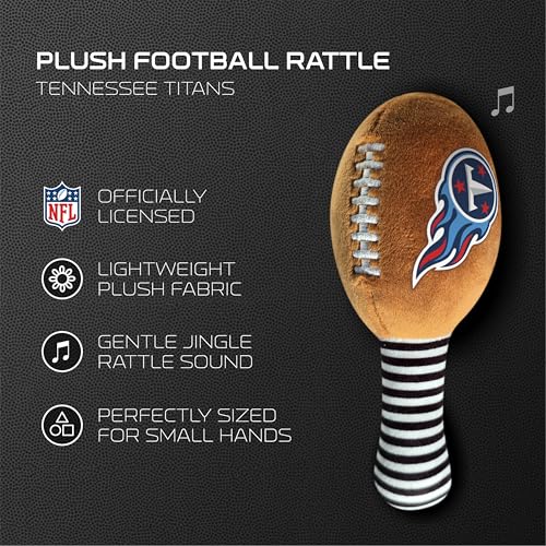 Image of Tennessee Titans Plush Football Rattle by Smilo - Officially Licensed NFL Baby Rattle Toy - Soft Baby Rattle with Bell - for Babies and Toddlers from 3 Months