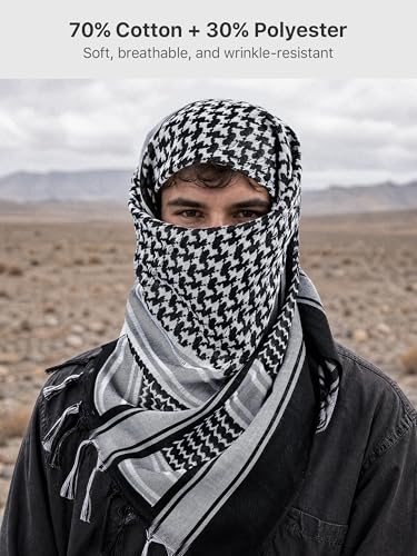 Image of FREE SOLDIER Scarf Military Shemagh Tactical Desert Keffiyeh Head Neck Scarf Arab Wrap with Tassel for Men Women