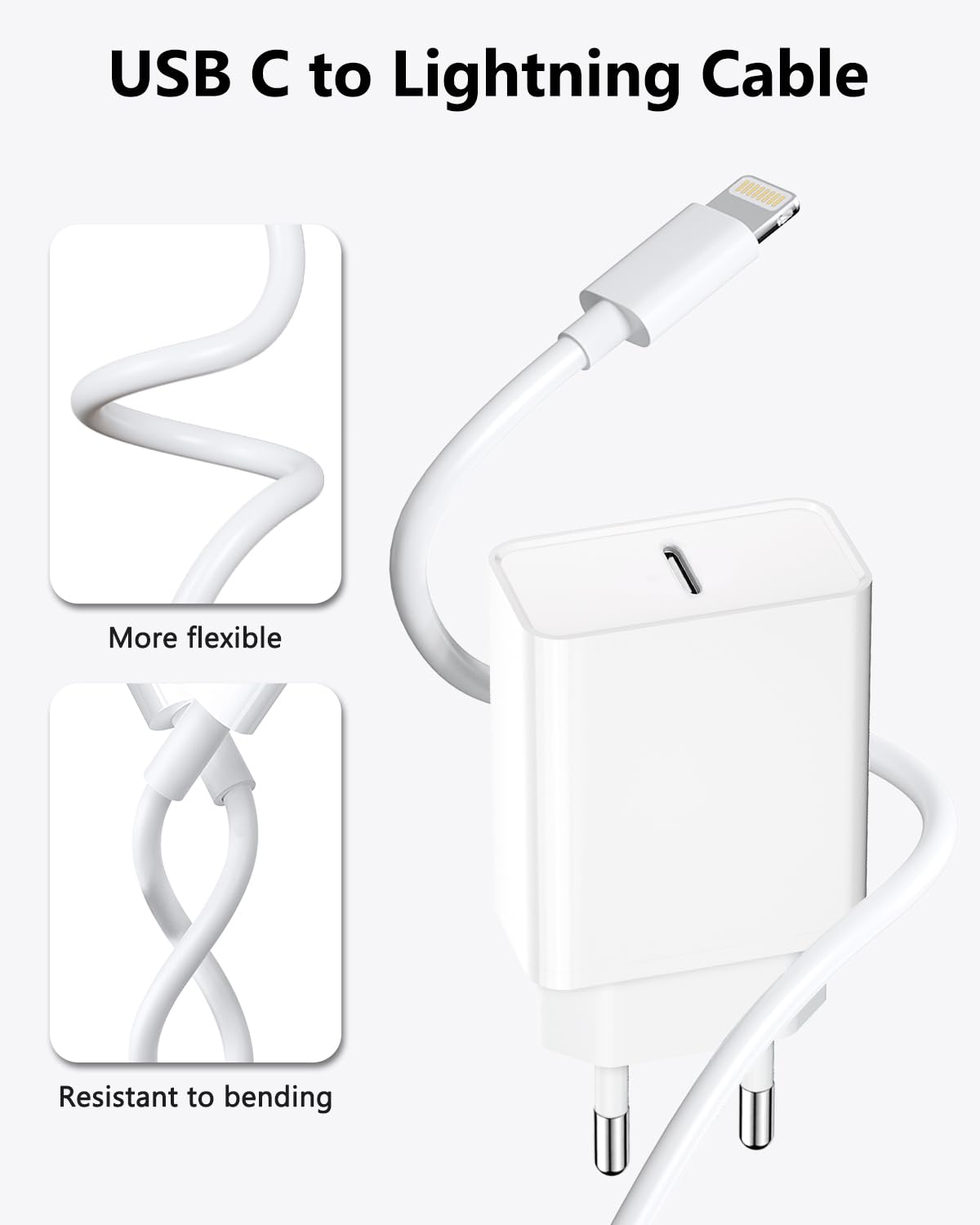 Caricatore iPhone Veloce con Cavo Lightning 2 Metri, 25W Caricabatterie iPhone Caricatore USB C per iPhone 14 Pro Max/14 Plus/13/12 Mini/11/XR/XS/8