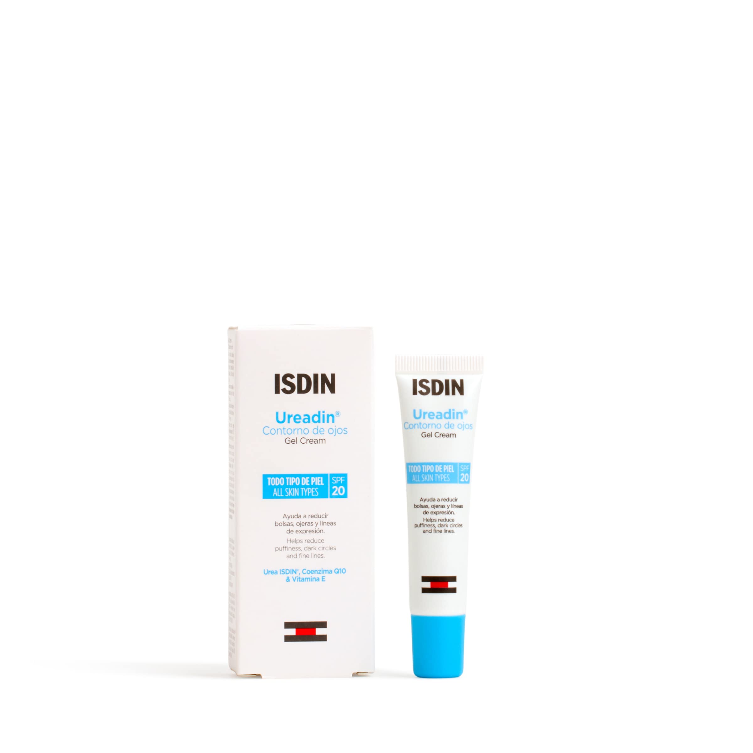 ISDIN Crema en gel para ojos con SPF 20 (15 ml) | Reduce la hinchazón de los ojos, las ojeras y las arrugas debajo de los ojos, el empaque puede variar