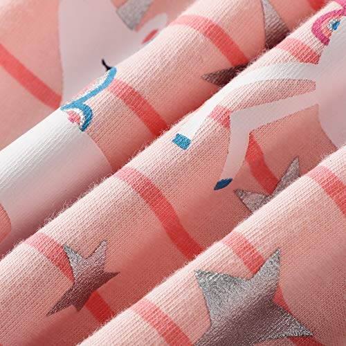 Image of Hongshilian Toddler Girls Longsleeve Dress Cotton Jersey Casual Dresses Cartoon Applique