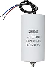 CBB60 450V 4µF 50/60HZ Starter Capacitor, Motor Capacitor, Motor Running Capacitor, with M8 Conductors, 34 x 65 mm, 4UF, for Motors, Pool Pumps, Log Splitter, Lawn Mower