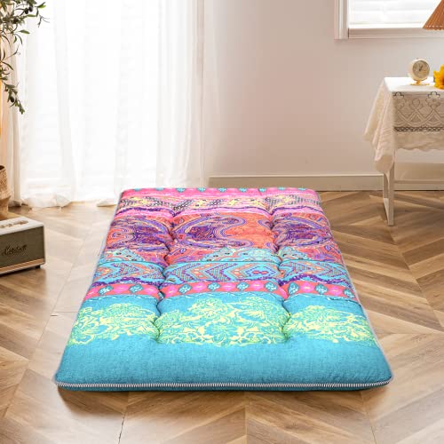MAXYOYO Bohemian Floor Bed, Japanese Futon Mattress, Narrow Twin Single Bed, Foldable Roll Up...