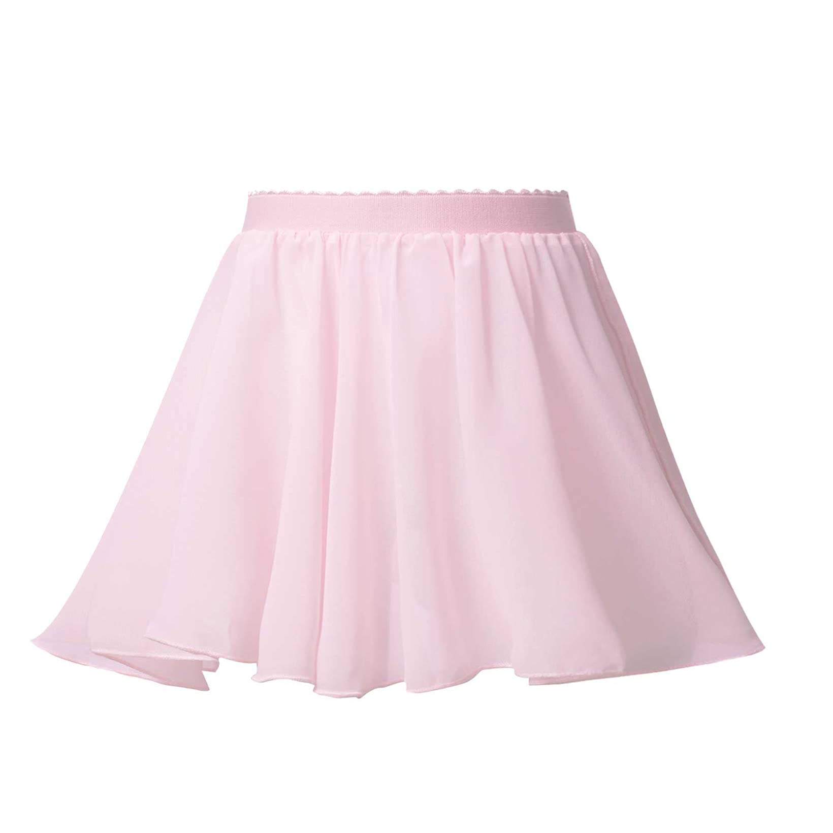 JanJean Kids Girls Ballet Dance Chiffon Wrap Skirt Elastic Waist Ballerina Flared Casual Mini Skater Skirt Dancewear Pink 11-12 Years