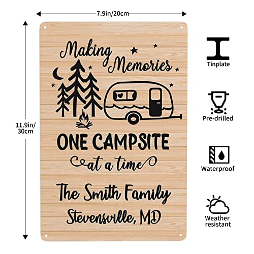 Personalized Making Memories One Campsite At A Time Sign Custom Name Rustic Farmhouse Camping Camper Rv Trailer Metal/Wood Plaque Art Wall Decor For Indoor/Outdoor #TOP1