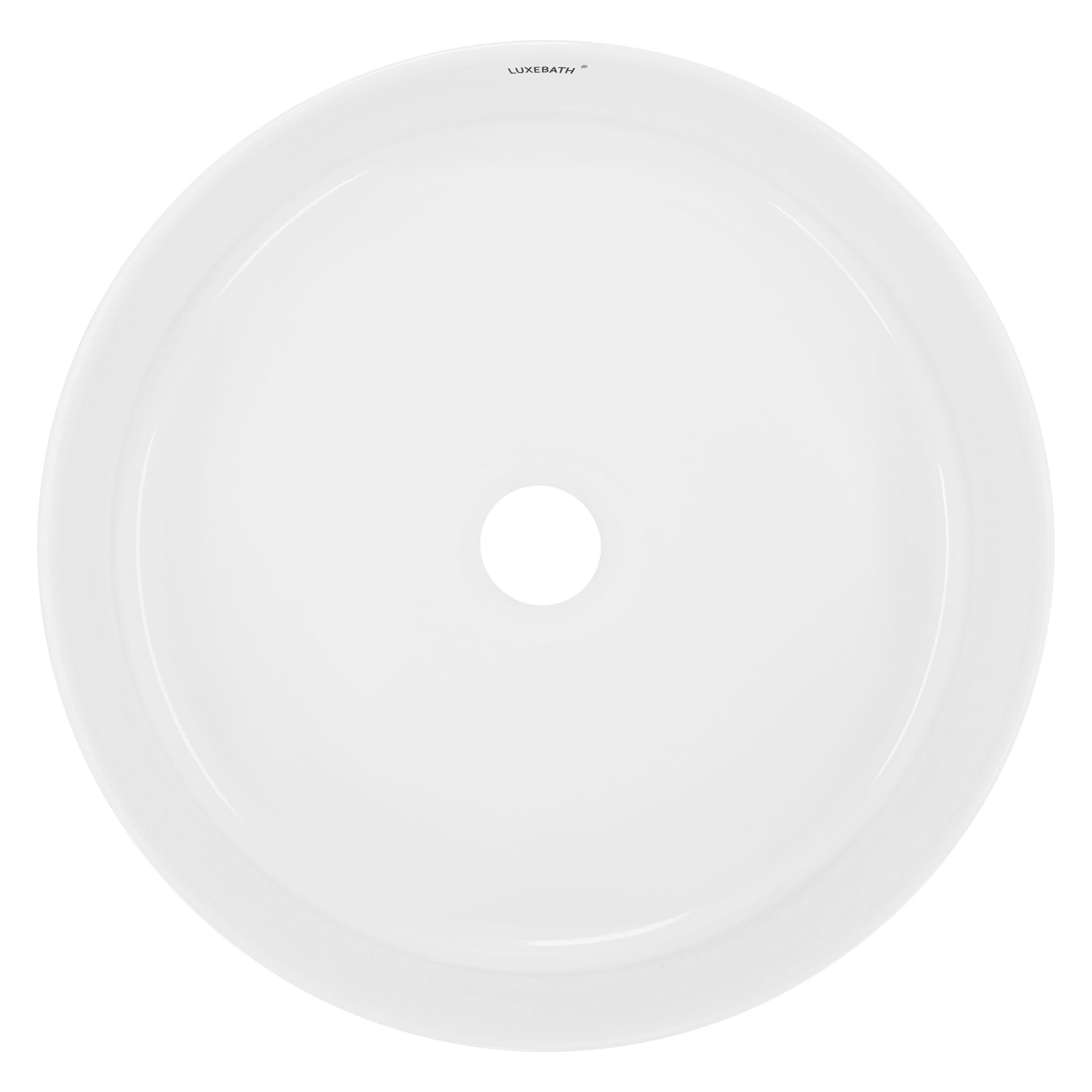 ECD Germany Lavabo Ronde en Céramique, Ø 355 x 120 mm, Blanc, avec Garniture de Vidage 1 1/4, pour Lavabo sans Trop-Plein, Vasque à Poser, Évier Moderne, Lave-Mains, Cuvette Salle de Bain Toilette