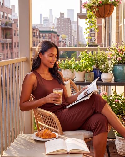 Image of Real Essentials 2 Pack: Women's Tank Top & Capri Pajama Set - Super-Soft Sleeveless Summer Loungewear (Plus Size Available)