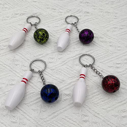 Foto von Donrime Bowling Schlüsselanhänger, 12 Stück Mini Bowling Mitgebsel Anhänger Schlüsselbund Bowling Pins Schlüsselhalter Bowling Schlüssel für Freunde Kinder Familie