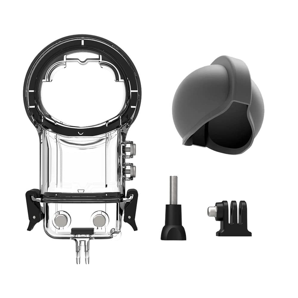 Eacam Panoramic Sports Camera Dive Case Waterproof Housing Diving Protective Case Underwater 50M with Silicone Lens Cover Replacement for Insta360 X3 Action Camera Accessories