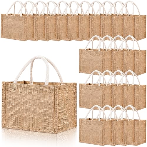 Cunno 24 Pcs Burlap Tote Bags