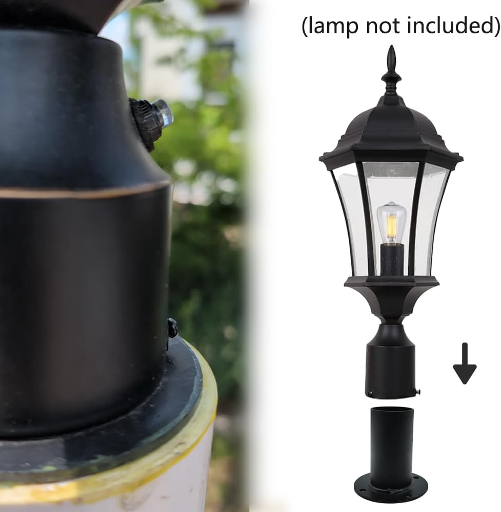 3-inch Pier Mount Round Base, Heavy Duty Post Lights Part 3" Pier Mount Adapter, Metal Black Outdoor Post Bracket for Post Light, Mailbox, Light Pole (3 inch pier round base)