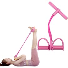 4 Tube Elastic Yoga Pedal Puller Resistance Band, Multifunction Tension Rope, Exercise Bands Resistance for Abdomen Waist Arm Leg Stretching Slimming Training AB Workout Home Fitness Equipment